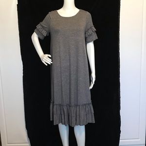 REBORN J MIDI DRESS W/SHIRRED SKIRT PANELS AT HEM